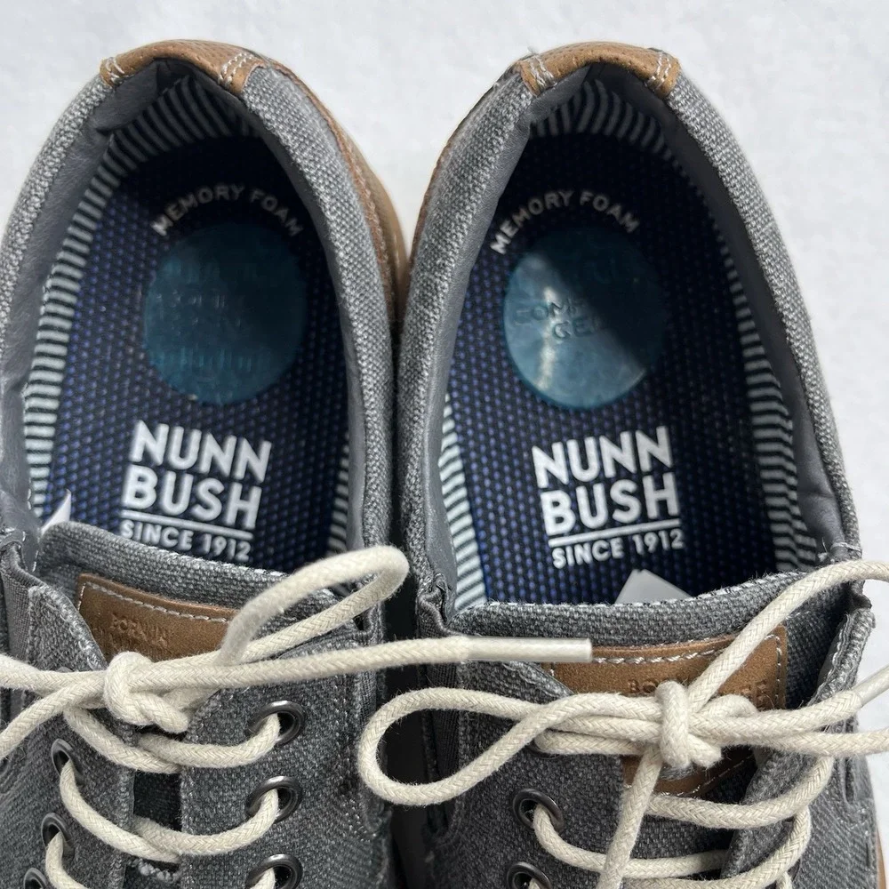 Nunn Bush Men's 9.5 Barklay Canvas Plain‎ Toe Oxford Lace Up Navy Multi Blue